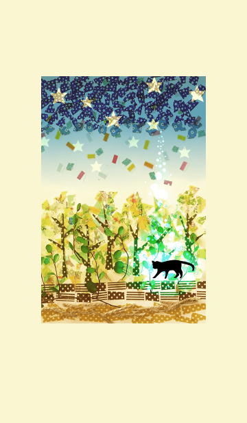 黒猫が歩く北欧の森 イラスト Line着せかえ 370円
