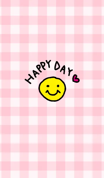 [LINE着せ替え] スマイル-ピンクチェック14-の画像1