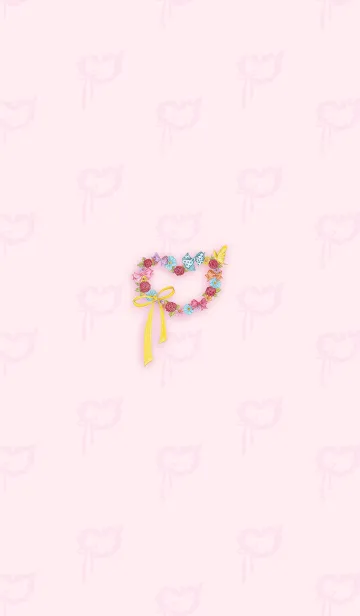 [LINE着せ替え] お花のハートのリース♪シンプルピンクver.の画像1