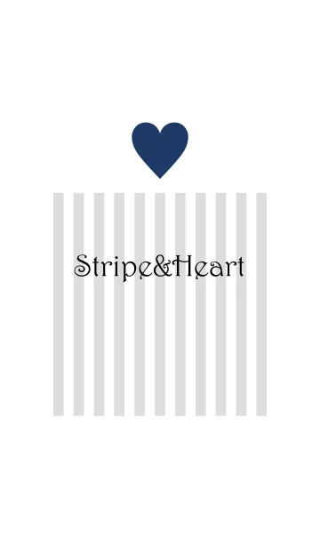 [LINE着せ替え] Stripe＆Heart - Gray+Navy -の画像1