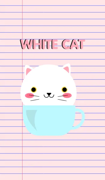 [LINE着せ替え] Simple Cute White Cat Theme V.2 (jp)の画像1