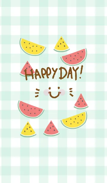 [LINE着せ替え] スマイル-夏 スイカ チェック9-の画像1