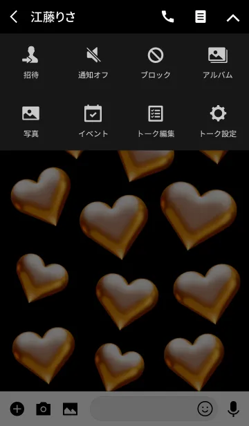 [LINE着せ替え] 運気アップ ゴールド ハート [黒]の画像4