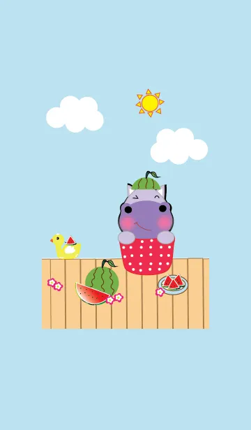 [LINE着せ替え] Cute hippo theme v.6 (JP)の画像1