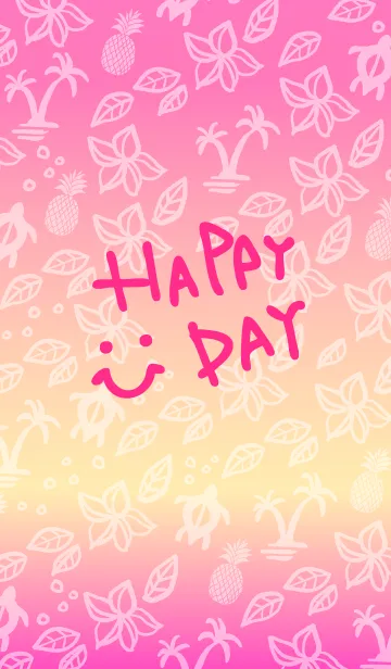 [LINE着せ替え] 夏 アロハ ピンク-スマイル6-の画像1