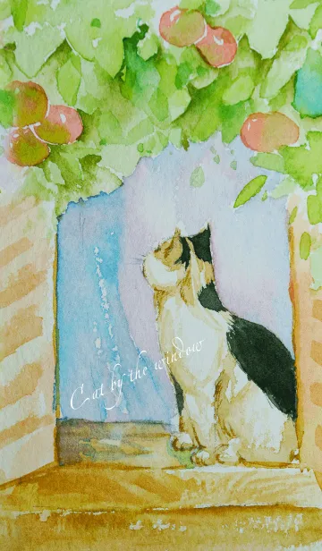 [LINE着せ替え] 窓の猫（水彩画）の画像1