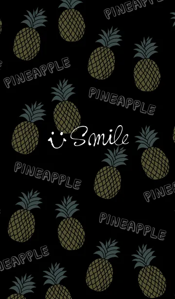 [LINE着せ替え] スマイル・パイナップル-黒20-の画像1
