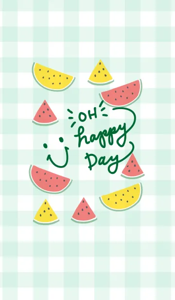 [LINE着せ替え] スマイル-夏 スイカ チェック4-の画像1