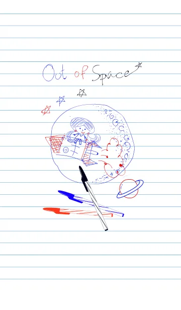 [LINE着せ替え] Red Blue Black pen Out of space (JP)の画像1