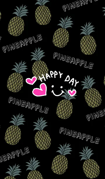 [LINE着せ替え] スマイル・パイナップル-黒16-の画像1