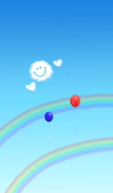 [LINE着せ替え] 雲スマイル＆ダブルレインボーの画像1