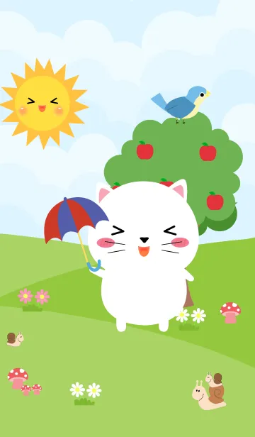 [LINE着せ替え] Love Little White Cat Theme (jp)の画像1