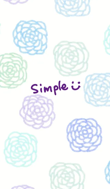 [LINE着せ替え] 青色水彩お花柄-スマイル25-の画像1