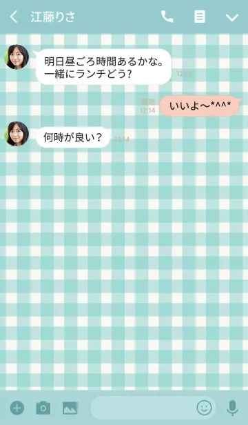 [LINE着せ替え] Gingham Check Emerald -MEKYM-の画像3