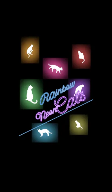 [LINE着せ替え] Rainbow neon cats 2の画像1