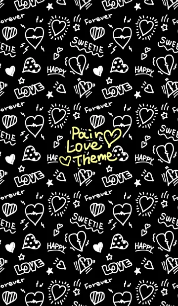 [LINE着せ替え] ラブラブハート♥ペア:ブラックの画像1