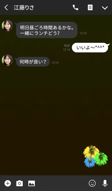 [LINE着せ替え] 夜空の花火ディープグリーンの画像3