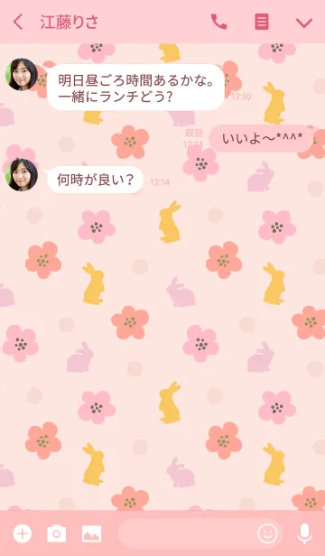 [LINE着せ替え] Rabbit ＆ Flowerの画像3