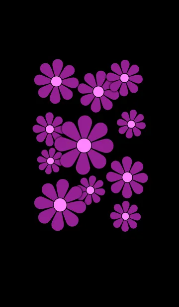 [LINE着せ替え] レトロ風 花模様 [ 紫 ] ロゴ無しの画像1
