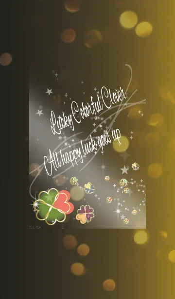 [LINE着せ替え] ブラック＆ホワイト/風水カラフルクローバーの画像1