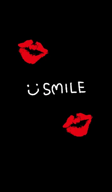 [LINE着せ替え] スマイル-キスマーク黒21-の画像1