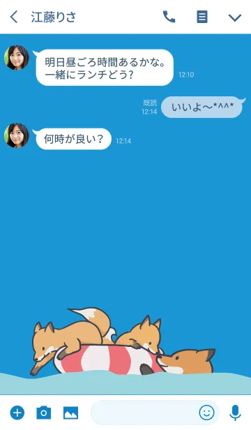 [LINE着せ替え] きつねと海とうきわの画像3