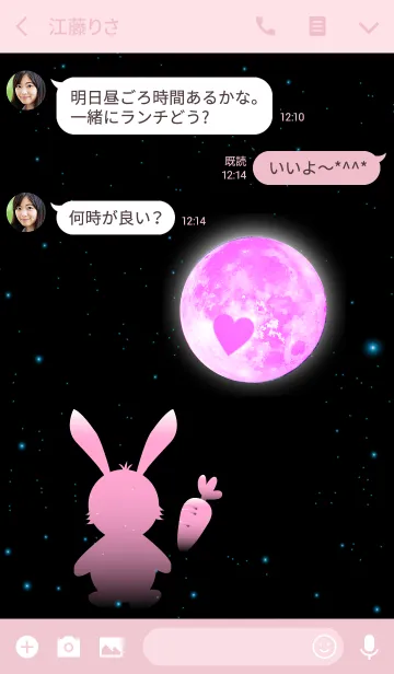 [LINE着せ替え] Pink Moon ＆ Pink Rabbitの画像3