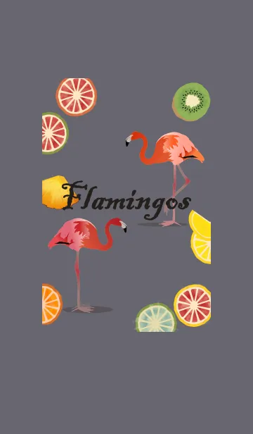 [LINE着せ替え] フラミンゴ + ブルーグレーの画像1