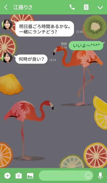 [LINE着せ替え] フラミンゴ + ブルーグレーの画像3