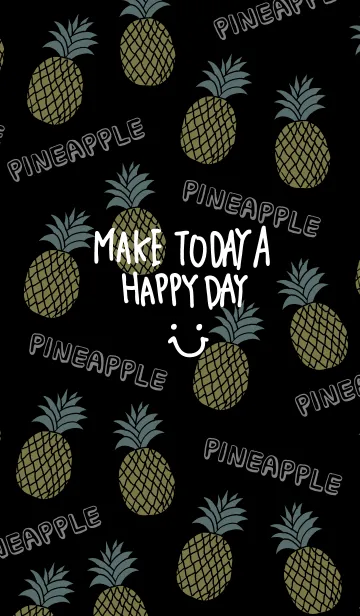 [LINE着せ替え] スマイル・パイナップル-黒8-の画像1