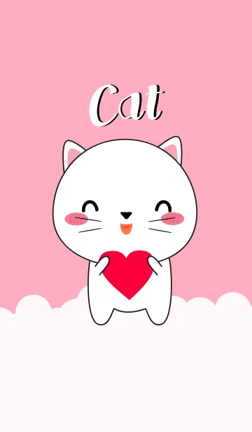 [LINE着せ替え] Simple Love White Cat Theme (jp)の画像1