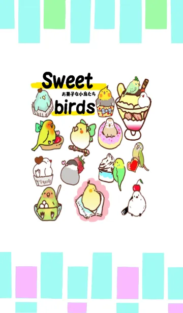 [LINE着せ替え] お菓子な小鳥たち☆可愛い小鳥のスイーツ店の画像1
