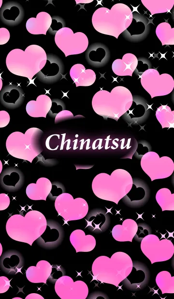 [LINE着せ替え] ちなつ専用☆かわいい黒＆ピンクハートの画像1