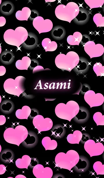 [LINE着せ替え] あさみ専用☆かわいい黒＆ピンクハートの画像1