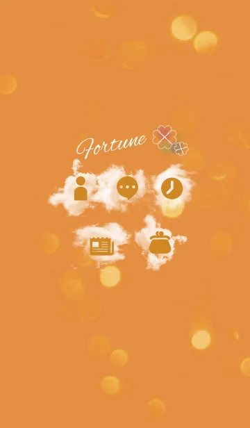 [LINE着せ替え] ラッキークローバーと虹/オレンジの画像1