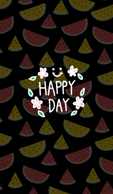 [LINE着せ替え] スマイル・スイカ-黒11-の画像1