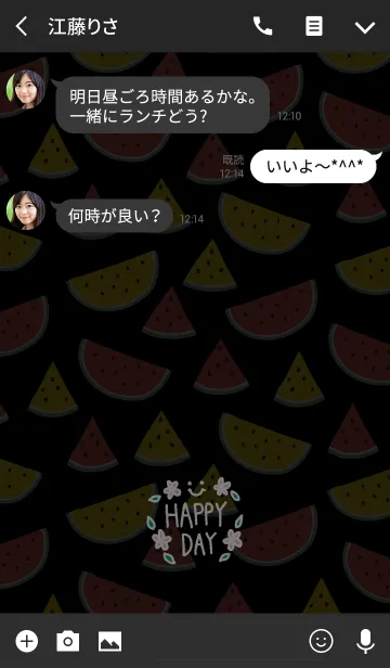 [LINE着せ替え] スマイル・スイカ-黒11-の画像3