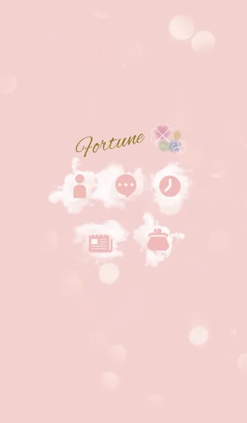 [LINE着せ替え] ラッキークローバーと虹/ベージュ＆ピンクの画像1