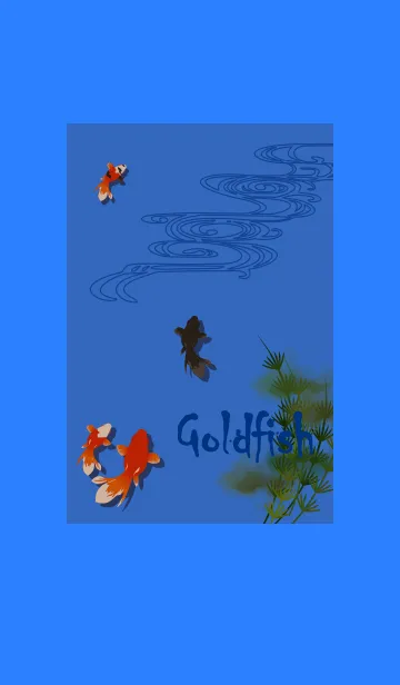[LINE着せ替え] 和柄07 (金魚) + マリンブルーの画像1
