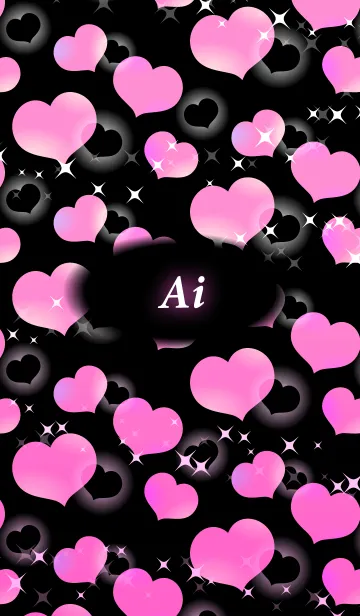 [LINE着せ替え] あい専用☆かわいい黒＆ピンクハートの画像1
