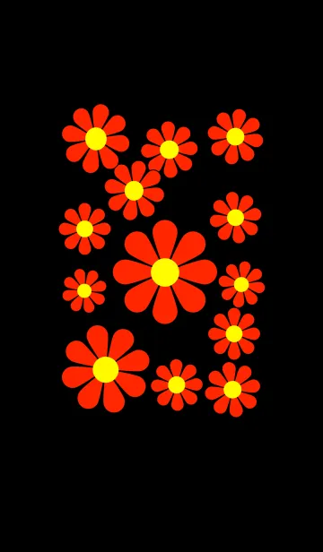 [LINE着せ替え] 赤い花模様 [ 黒背景 ] No.3の画像1