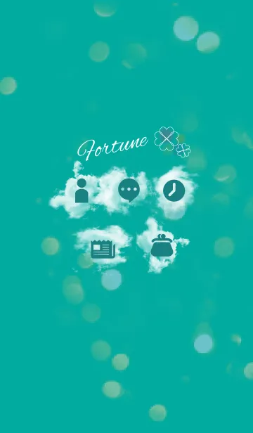 [LINE着せ替え] ラッキークローバーと虹/ブルーグリーンの画像1