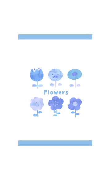 [LINE着せ替え] かわいいお花 2 ブルーの画像1