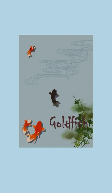 [LINE着せ替え] 和柄07 (金魚) + アクアブルーの画像1