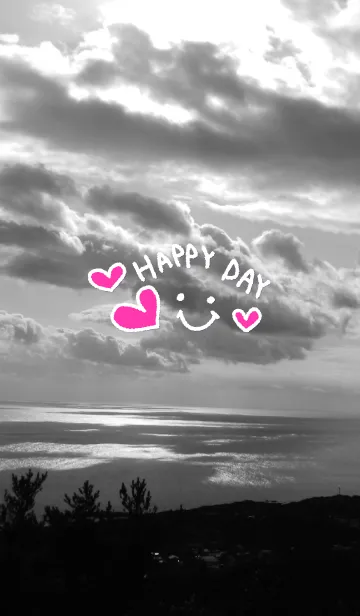 [LINE着せ替え] モノクロ雲-スマイル16-の画像1