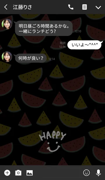 [LINE着せ替え] スマイル・スイカ-黒28-の画像3