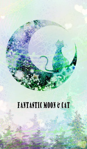 [LINE着せ替え] 幻想月猫 2-Green-の画像1