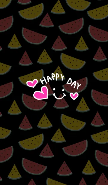 [LINE着せ替え] スマイル・スイカ-黒16-の画像1