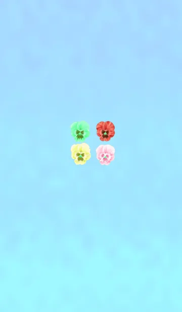 [LINE着せ替え] 可愛いパンジー花畑ブルーグリーンの画像1