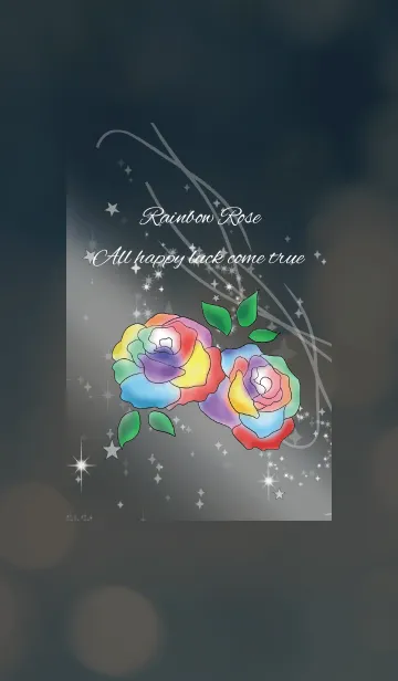 [LINE着せ替え] 黒＆白/全ての運を呼ぶレインボーローズの画像1